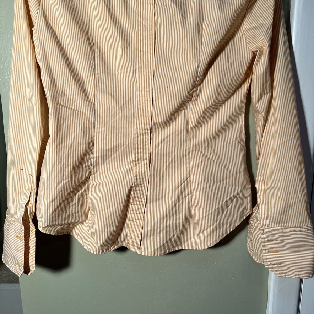 New York & Co Button Down Shirt Yellow White Pinstripes S - Picture 7 of 8